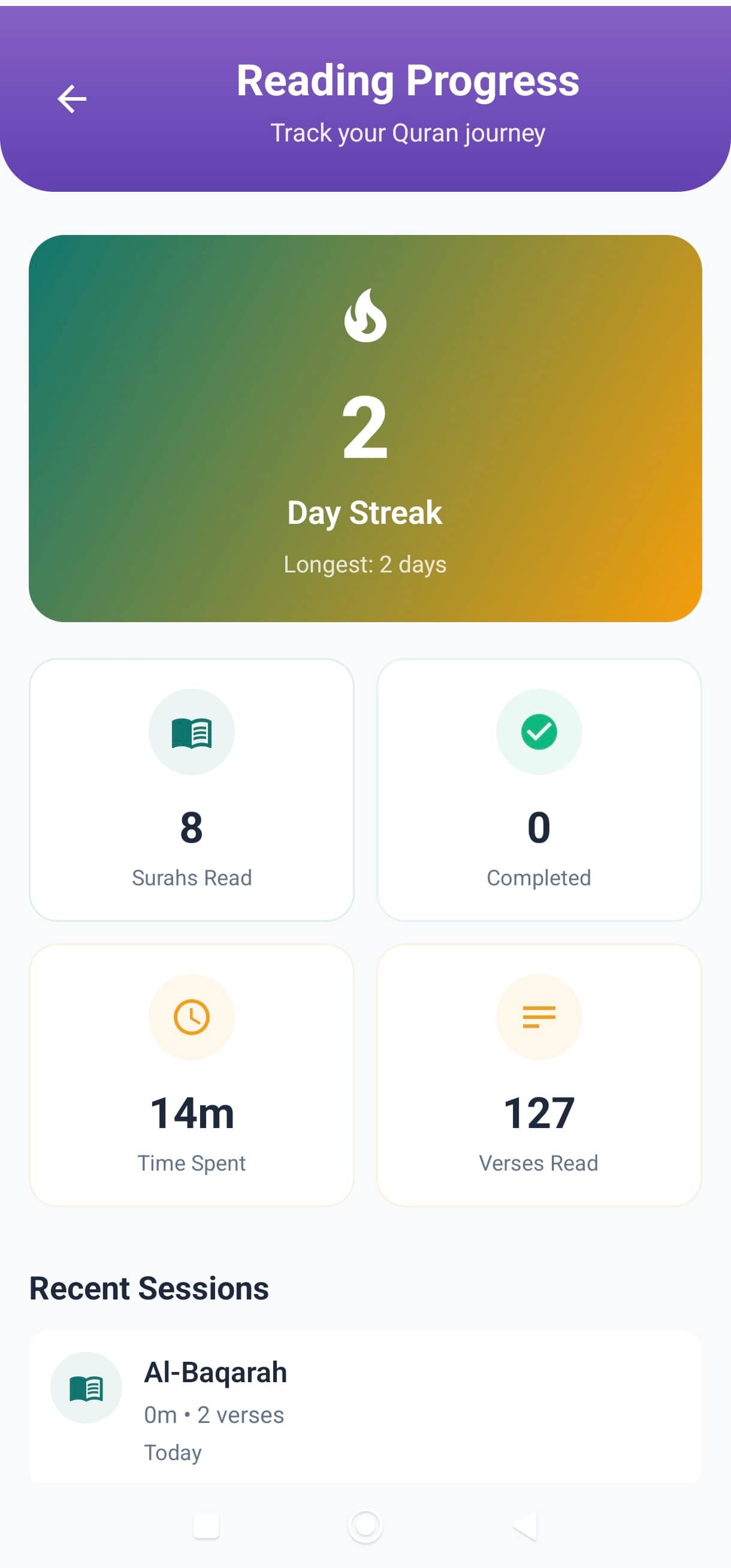 Deenly app screenshot: Quran Streak